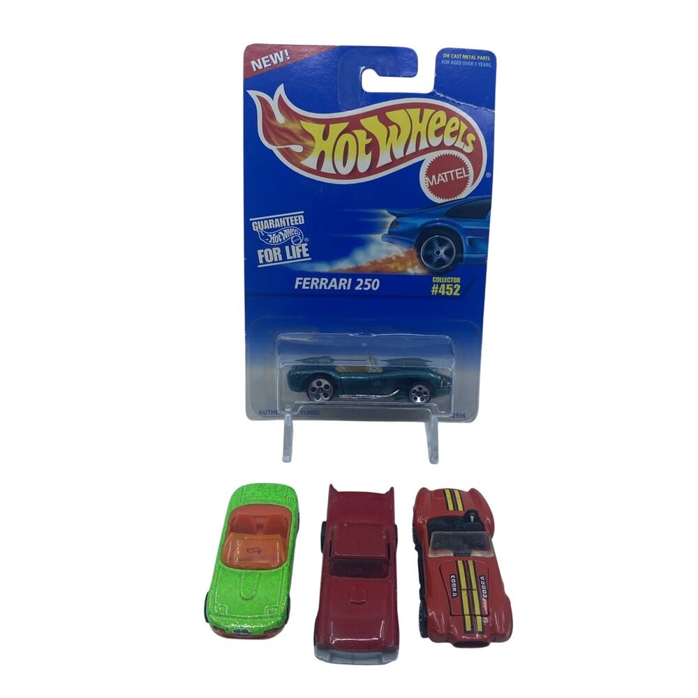 Hot Wheels Lot of 4 Sports Cars (Cobra, Thunderbird, Ferrari)